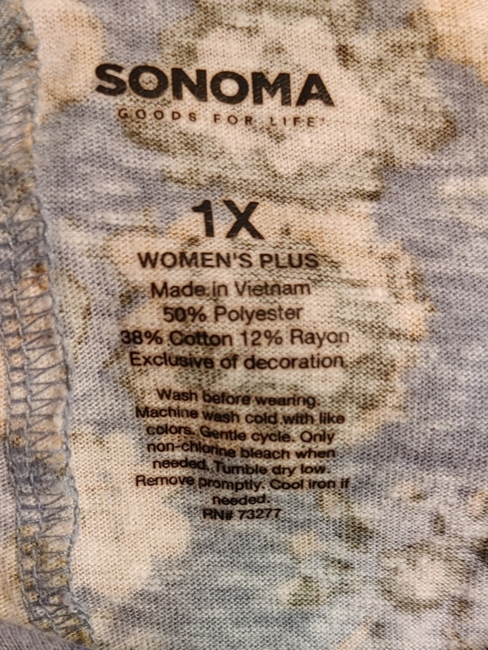 Sonoma Blue Floral V-Neck Smocked Hem Blouse Women's Size XL - Picture 2 of 4